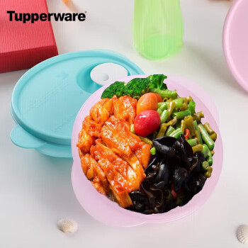 特百惠（Tupperware）微波饭盒学生上班族便携餐盒套装水晶碗390ML*2个随机色+保温袋