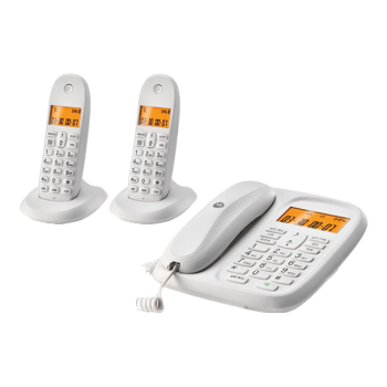 摩托罗拉（Motorola）CL102C 数字无绳电话机 无线座机 子母机一拖二 办公家用 双免提套装（白色）