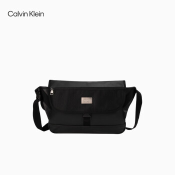 Calvin KleinJeans24春季男士潮流通勤金属ck标牌翻盖斜挎包邮差包HH3839