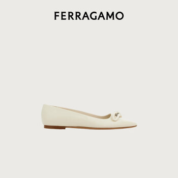 菲拉格慕（Ferragamo）女士白色不对称蝴蝶结芭蕾舞平底鞋 0768942_1D _ 60