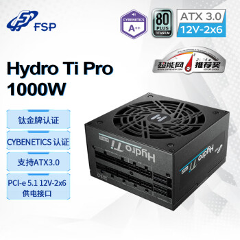 全汉（FSP）Hydro Ti Pro1000W双认证钛金牌全模组电源（ATX3.0/PCl-E5.1 12V-2x6接口/CYBENETICS A++认证）