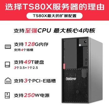 联想TS80X塔式服务器商用台式机电脑办公 TS80X 至强E2224G四核 3.5GHz 16G内存丨2*1T