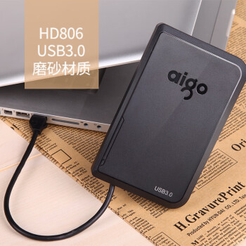 爱国者（aigo）HD806 移动硬盘 USB3.0稳定耐用 海量存储轻薄便携 高速传输移动硬盘 黑色 4T