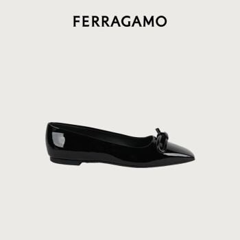 菲拉格慕（Ferragamo）女士黑色蝴蝶结芭蕾舞平底鞋 0768939_1D _ 55/36 礼物送女友