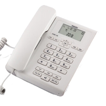 飞利浦（PHILIPS）办公家用电话机 来电显示 免电池 固定电话 CORD108有绳电话-白色