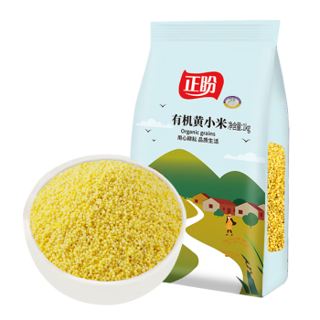 正盼 有机黄小米1kg 月子米 小米粥 粥米伴侣 新米 杂粮粗粮 真空包装
