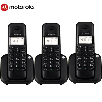摩托罗拉（Motorola）T301C黑色 电话机数字无绳无线子母机座机大屏幕清晰免提单机 【一拖二】