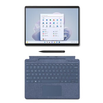 微软Surface Pro 9 亮铂金+宝石蓝带触控笔键盘盖 i7 16G+512G 二合一平板电脑 13英寸120Hz触控屏 学生本