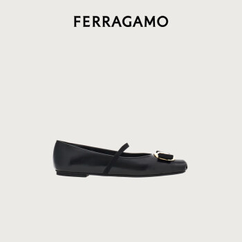 菲拉格慕（Ferragamo）女黑色平底鞋 0768868_1C _ 70 /37.5码礼物送女友