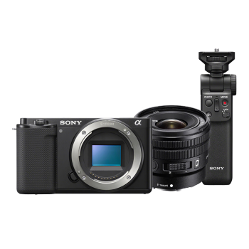 索尼（SONY）ZV-E10+SELP1020G 广角镜头+多功能手柄 半画幅微单相机 美肤拍照 颜值机身 精准对焦 黑色