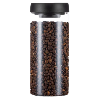 梦庭（MENGTING）茶叶罐玻璃密封罐黑色抽真空咖啡豆储存罐食品防潮收纳储物罐