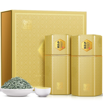 中谷御品茶叶特级毛尖茶绿茶 2024新茶明前头采浓香嫩芽臻品茶叶礼盒250g