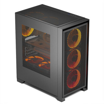 爱国者（aigo）YOGO T21 电脑台式主机箱 多网孔散热（ATX主板/360水冷/高兼容性/8风扇位）黑色 