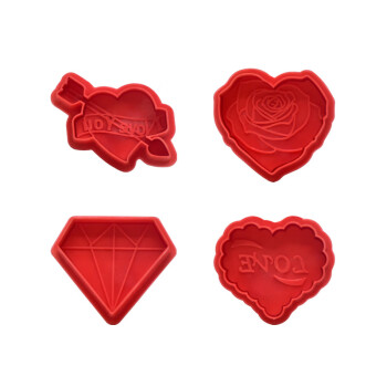 畅宝森烘焙模具翻糖装饰diy情人爱心饼干塑料弹簧模4个/套 5套起售BC02