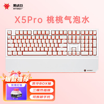黑峡谷（Hyeku）X5 Pro 三模机械键盘 无线键盘 五脚热插拔 吸音棉 108键PBT键帽 桃桃气泡水 BOX玫瑰红轴