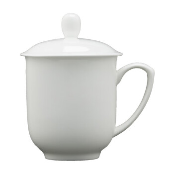 四叶心 带盖陶瓷茶杯商务会议杯办公家用喝水杯