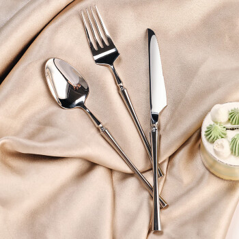 格娜斯不锈钢牛排刀叉勺三件套装家用高颜值西餐餐具加厚餐刀叉子勺子