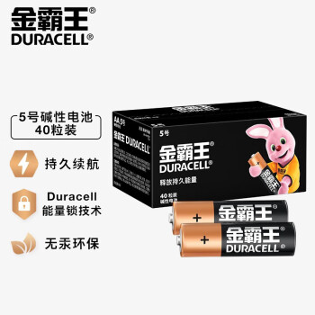 金霸王(Duracell)5号电池40粒装碱性干电池五号 适用耳温枪/血氧仪/鼠标血压计电子秤遥控器儿童玩具