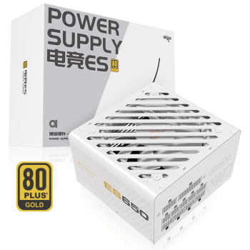 爱国者（aigo）电竞ES650W 金牌全模组 白色 台式机电脑主机电源（80PLUS金牌/大单路12V/双8PIN供电/LLC谐振）