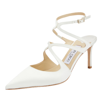 周仰杰（JIMMY CHOO ）  女士白色缎面尖头高跟鞋 AZIA PUMP 75 SAT 010 IVORY 36.5