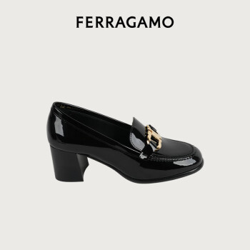 菲拉格慕（Ferragamo）女士黑色Gancini高跟乐福鞋 0769316_1D _ 65/37 礼物送女友