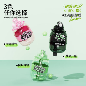 BOTTLED JOY吨吨桶运动水杯IDI吨吨大容量双饮杯子夏季便携 1L有点桃气