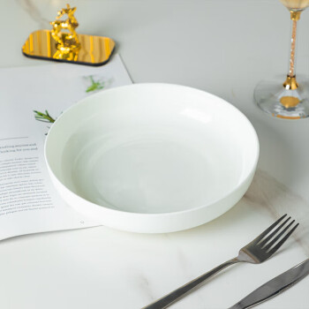 陶相惠骨瓷盘子家用菜盘深盘汤盘5.5英寸小盘子2个装白色微波炉陶瓷盘子
