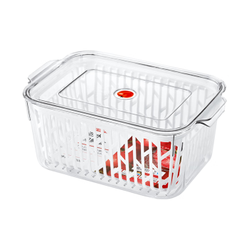 京东京造 冰箱收纳盒 双层沥水保鲜盒 大容量食品接触级PET（大号5.5升）