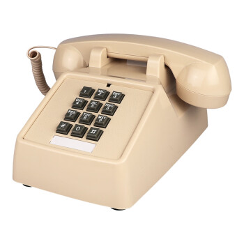 金顺迪1968 美式仿古电话机欧式时尚复古座机老式按键家用办公商务固定电话 米白色(接电话线)