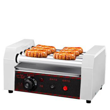 乐创（lecon）烤肠机商用热狗机家用小吃店全自动台式烤火腿肠机5管（银色）LC-5