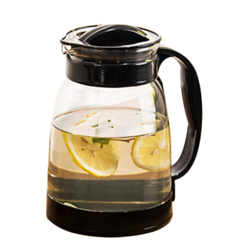 天喜（TIANXI）凉水壶玻璃杯 家用玻璃泡茶壶带把耐热冷水壶水杯大容量 黑色2L