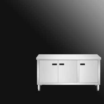 QKEJQ304焊接加厚不锈钢对开门工作台碗碟柜敞门柜厨房打荷台拉门碗柜   特厚150*60*80CM