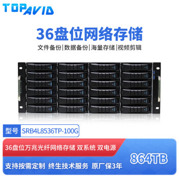 TOPAVID SRB4L8536TP 36盘位 100G万兆光纤 标配864TB企业级存储容量 4K影视非编共享剪辑磁盘阵列