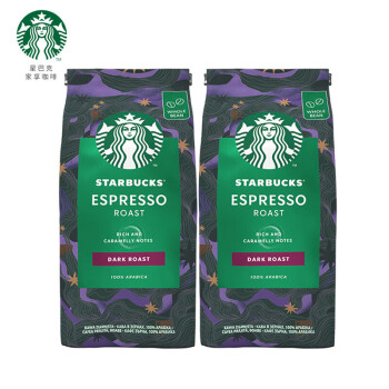 星巴克 (Starbucks)浓缩烘焙咖啡豆 深度烘焙 400g可做40杯【两袋装】