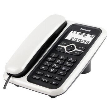 飞利浦（PHILIPS）办公家用电话机 来电显示 免电池 固定电话 CORD020有绳电话-白色