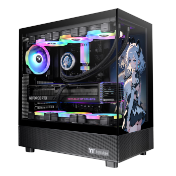 Thermaltake（Tt）钢影 透S 限定版 海景房机箱 电脑主机 黑色（ATX主板/支持360水冷/270°全景/9风扇位/4090显卡）