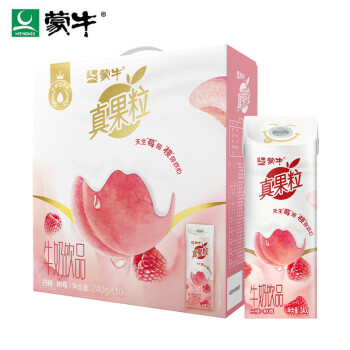 蒙牛 真果粒牛奶饮品 白桃树莓味含乳饮料 康美笑脸包240g*10盒整箱