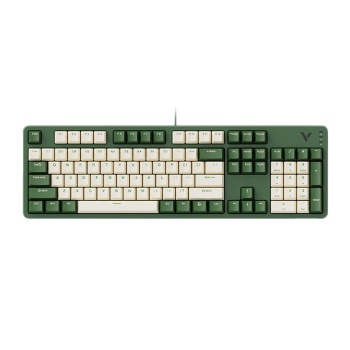 雷柏（Rapoo） V500PRO米绿升级款 104键有线背光机械键盘 PBT双色键帽办公游戏全键无冲可编程键盘 快银轴