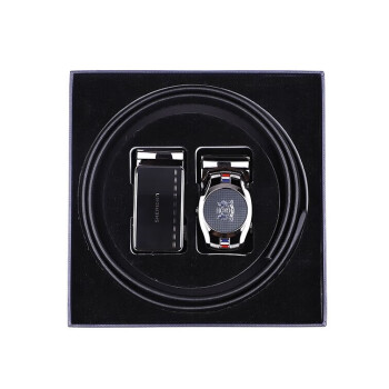 喜来登（SHERIDAN）男士时尚潮流双扣头头层牛皮腰带礼盒NL200559S黑色 黑色 110cm 
