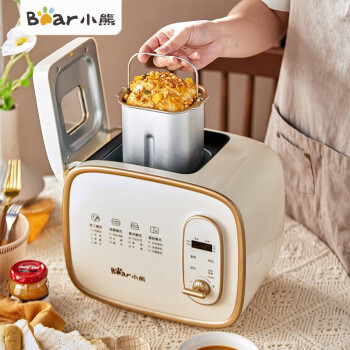 小熊（Bear）智能烤面包片机 全自动 和面机 家用 揉面机 吐司机 烤面包机 不锈钢2片装 MBJ-D06N5