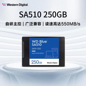 西部数据（WD）250GB 笔记本台式机电脑 SSD固态硬盘 SA510 SATA Blue系列 3D技术 高速读写