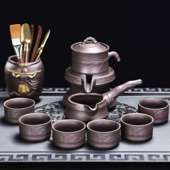 尚言坊 紫砂茶具套装家用自动懒人泡茶壶茶杯茶道整套 节节高升8入