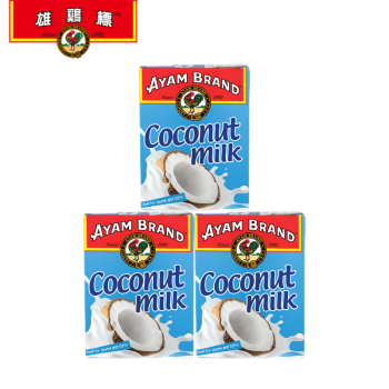 雄鸡标（AYAM BRAND）马来西亚进口 浓椰浆组合200ml*3 西米露甜品咖喱生椰乳椰奶拿铁