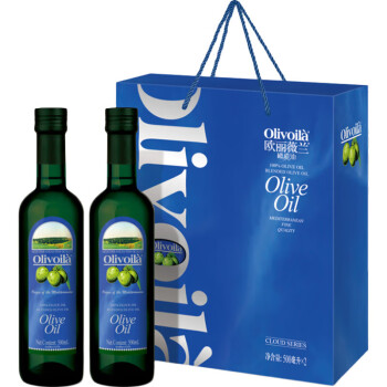 欧丽薇兰（Olivoila） 纯正橄榄油500mlx2瓶盒装 云系列食用油