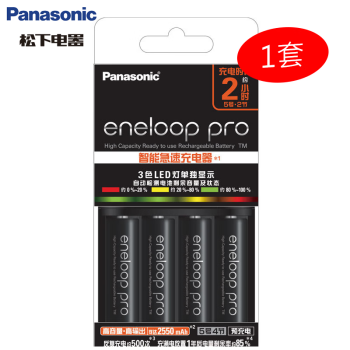 Panasonic 爱乐普 5号充电电池2h急速套装（4节+4槽充电器）【1套】适用相机/闪光灯/遥控器 K-KJ55HCC40C
