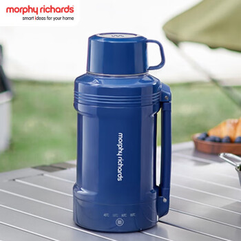 摩飞电器（Morphyrichards）便携式电热水壶烧水壶旅行杯真空保温壶 1L大容量不锈钢保温瓶户外 MR6061 轻奢蓝