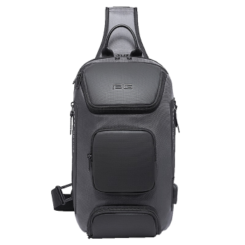 班歌胸包男士斜挎包时尚潮流单肩包多功能防泼水小背包大容量9.7英寸iPad包BG-7086灰色