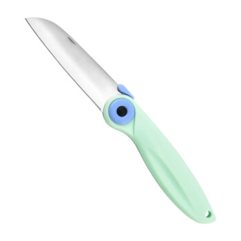 EVCRIERH厨具 不锈钢刀具折叠水果刀便捷果皮刀迷你家用小刀青色 10把起售