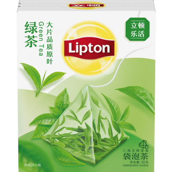立顿（Lipton）乐活绿茶安徽黄山30g 非独立袋泡透明三角茶包下午茶1.5g*20包