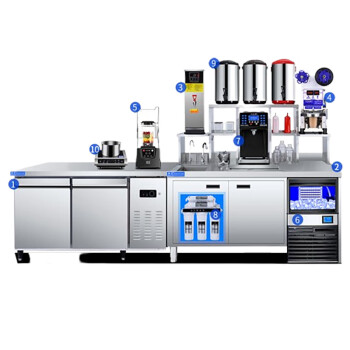 灶博士奶茶店设备全套水吧台保鲜冷藏操作台商用工作台冷冻操作台-普通 3米全套推荐款